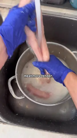 I usually find these intestines in the frozen meat section in Hmart.  They are not cheap and a hassle to prep.  My wife told me 