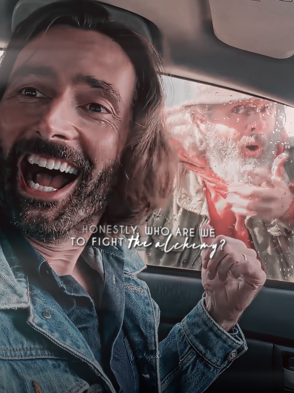 Where's the trophy? He just comes running over to me #davidtennant #michaelsheen #edit #sheennant #davidandmichael #ineffablehusbands #crowleyxaziraphale #goodomens #michaelanddavid