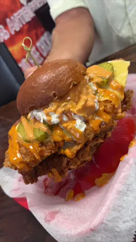 The GIANT DOUBLE NASHVILLE HOT CHICKEN SANDWICH from @Chickys nyc in Queens! 🍗🔥🍗🔥 Woah. #DEVOURPOWER #fyp #foryou #foodtiktok #hotchicken #foodies #foodblog #nashvillehotchicken #queens #nyc #chickys #comfortfood 