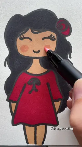 So sweet 🥰🥰 #mycoloringasmr #asmrsounds #satisfyingvideo #asmr #usatiktok #usa #tiktokusa #littlegirl #brunette #brunettegirl #redoutfit #doll #easydrawing #fyp 