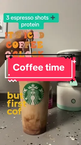 Coffee time 3 shots of espresso plus protein #coffeetiktok #icedcoffee #nescafe #nescafegold #coffeetok #coffeetime #proteinshake #icecoffeehack 