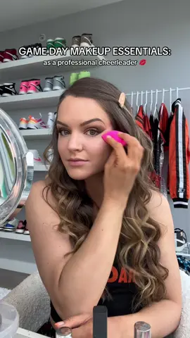 ✨very demure✨very cutesy✨ GAME DAY 🏈 makeup essentials: as a professional cheerleader 💋 #professionalcheerleader #demure #cutesy #MakeupRoutine #procheer #gamedaymakeup #nflcheerleader 