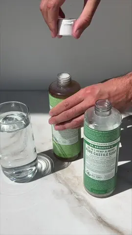 Spray bottle magic from @bzrkstudios 🤌 DIY all-purpose spray: Add 2 tablespoons of Dr. Bronner's to 16oz of water ✨ #reusable #cleaninghack #CleanTok #greencleaning