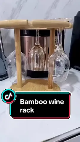 Wine Glass Rack - Bamboo Holder Cup Hanging Shelf Organizer for Home Bar Restaurant#winerack #kitchen #bamboocup #fypシ゚viral 