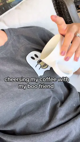 Cheers to not drinking coffee alone, but with my ghost friend. #halloween #coffee #fallfashion #fall #shopicons 
