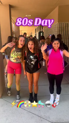 80s Day fit checks ⚡️🎸🛼🌈📀 #80sday #80s #80smusic #classof2025 #senioryear #80sstyle #retro #spiritweek #highschool #fypシ゚viral 