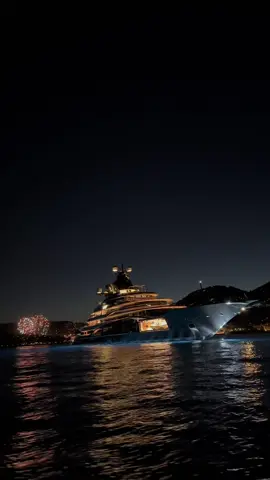 122 meter super yacht “Kismet” #fyp #fypp #superyacht #Summer #ocean #southoffrance #night 