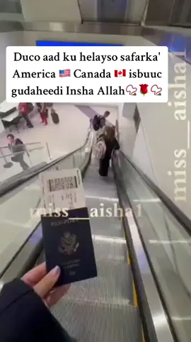 Duco aad ku helayso safarka' America 🇺🇸 Canada 🇨🇦 isbuuc gudaheedi Insha Allah #miss__aisha1 #faafinta__kheyrka #nahal_15 #nahal_14 #muqdisho #somalitiktok  