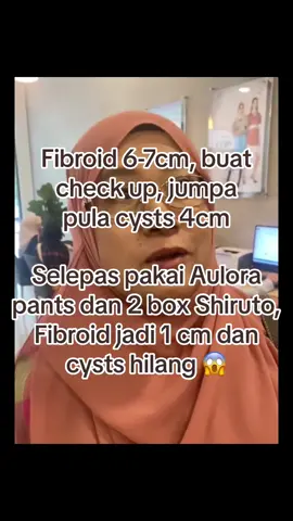 Fibroid 6-7cm, buat check up, jumpa pula cysts 4cm Selepas pakai Aulora pants dan 2 box Shiruto, Fibroid jadi 1 cm dan cysts hilang 😱 . #aulora #auloraseries #auloramiri #auloraperak #auloratambun #auloraipoh #auloraklang #aulorapantswithkodenshi #aulorafibroid #auloracyst #aulorapantspekanbaru #shiruto #shirutoipoh #shirutoperak 