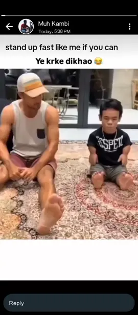 stand up fast like me if you can🤣🤣 what a dwarf trick. #natural act #dwarf  #challenge #tiktok #man 