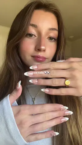 White french tip w chrome and pearls 😁