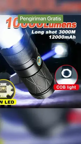 Daya Tinggi 10000 Lumens Jarak Jauh Senter Super Terang Waterproof Zoom Murah Free Charger Senter LED Mini Super Terang Tactical Anti Air Lampu SWAT emergency lamp di bawah Rp22.852 - 58.885 #tiktokshop #tiktokaffiliate #tiktokshopindonesia 