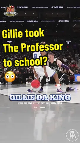 😳 #GillieDaKid really be cookin on the court 🏀  3 straight MVPs at the @BIG3 celebrity game🔥 . . . #gilliedaking #thebig3 #wallo267 #hiphop #icecube #theprofessor #basketball 