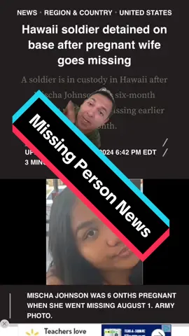 News Update on a missing Military Spouse named Mischa Johnson im Hawaii #fyp #news #topnews #newstoday #sharednews #viralnews #trendingnews #newstok #newsanchor #breakingnews 