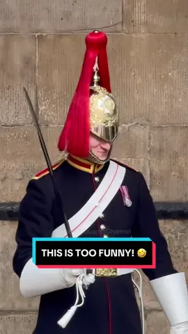 He finds something too funny! 😂🤣 Leave a ❤️ if you love the Household Cavalry! 🙏 Location: Horse Guards, London 🇬🇧📍#fyp #foryoupage #horseguards #kingsguard #householdcavalry #guard #london #horseguardsparade #funny 