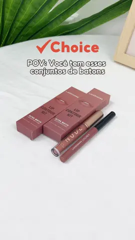 💄Confira aqui! Nosso conjunto de batons com um batom lindo e um delineador de lábios útil é um item essencial para qualquer amante da beleza. 💗#ChoiceBR #batom #fyp #foryou #beleza