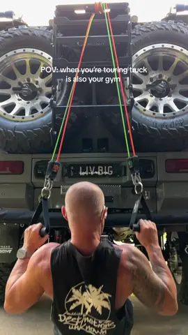 POV: when you’re touring truck is also your gym 💪🏼 #aussiedestinationsunknown #training #Fitness #resistancebands #liftedtrucks #touringtrucks #silverado @Offroad_Creative @Method Race Wheels AU @Big.Dog.Builds 