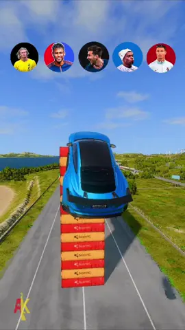 CR7 vs Messi vs Neymar vs Haaland vs Mbappe Jump Penalty Challange ⚽️ #cars #beamngdrive #challenge #beamngcrash #mbappe #cr7 #haaland #carhub #messi #neymar #ronaldo #fotball 