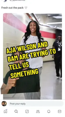 Aja and Bam are trying to tell us something 🤔😂 #ajawilson #bamadebayo #NBA #WNBA #wnbaisback #basketball #basketballtiktok #miamiheat 
