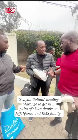 You spoke, we listened. Bradley Marongo aka the Kenyan Goliath to get new pairs of shoes thanks to @TheRealJeffKoinange @Patrick Igunza Official and RMS family.#JeffAndIgunzaOnHot #KenyanGoliath #BradelyMarongo #kenyantiktok 