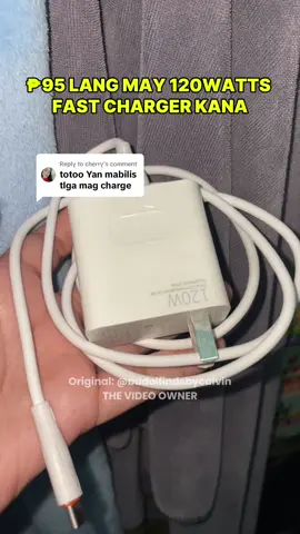 Replying to @cherry ₱95 PESOS LANG MAY 120WATTS CHARGER KANA! CHECKOUT NA SA YELLOW BASKET #charger #chargers #fastcharger #fastchargers #fastchargercable #fastcharger🔌 #fastchargerset #fastchargerforandroid #fastchargerset #fastchargertypec #fastchargermicro #typec #typeccable #typeccharger #microcharger #microcable #120watts #120wattscharger 