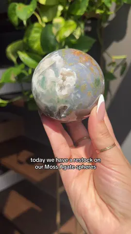Moss Agate Spheres 💙💎  #crystalsoftiktok #crystal #crystals #crystaltok #metaphysical #crystalshop #tiktokshop #zodiac 