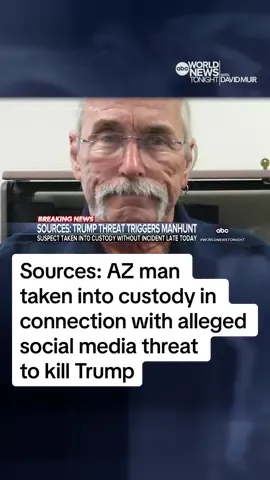 Ronald Lee Syvrud of Benson, Arizona, has been taken into custody for an alleged social media threat to kill former Pres. Trump, sources tell ABC News. The threat comes only weeks after a man tried to kill Trump at a Pennsylvania rally. Pierre Thomas reports. #WorldNewsTonight 