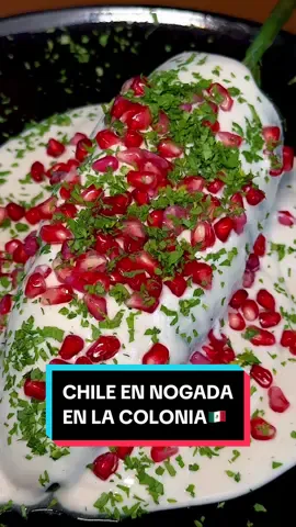 CHILE EN NOGADA DE TEMPORADA ❤️‍🔥🏆🤩 la mejor temporada del año y este de la colonia aca en #mty es uno de los mas buscados!! #chileennogada #nogada #temporadadenogada #chile #mexicanfood #comidamexicana #granada #chile #munchies 