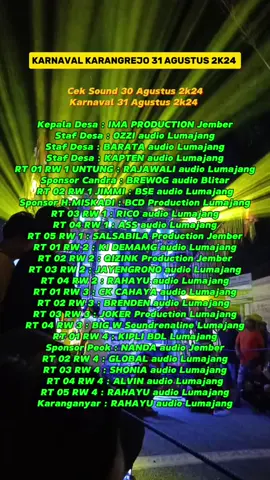 Daftar hadir sound karnaval KARANGREJO 31 AGUSTUS 2K24 . . . #soundviral #soundlumajang #soundhoregjatim #soundhoreglumajang #soundhoreglumajang #soundhoregjawatimur 