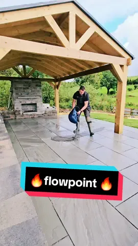flowpoint grouting some kandla grey sandstone paving 🔥 #fyp #foryou #howto #flowpoint #grouting #grout #landscaping #construction #paving #gardenproject #oddlysatisfying 