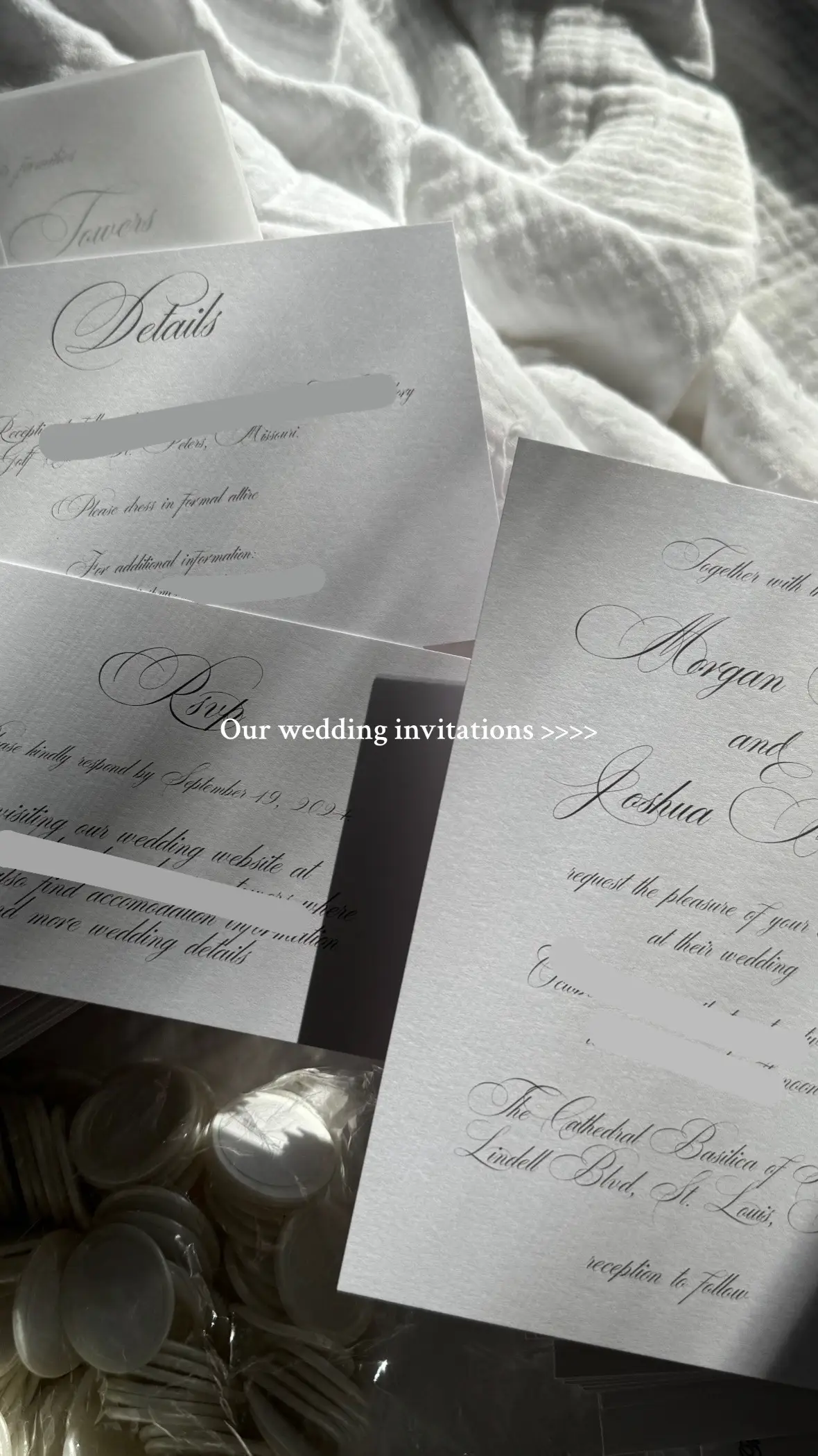 So proud of how these turned out! And I did them for under $450. Everything I used is in my LTK 💌🤍 #weddingstationary #weddinginvitation #2024bride 