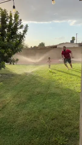 His abuelito left him a beautiful backyard to grow up in and I picked the best man to be his Dad 🤍 #boymom #fatherandson #backyardplay #greengrass #playinginthesprinklers #bestdad #loveyoudad #toddlersoftiktok 
