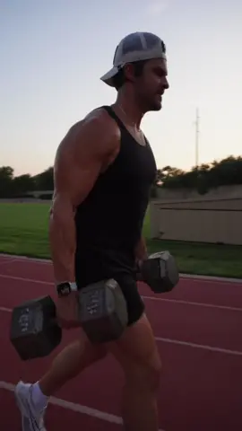 Casual Thursday night with the boys @bronson holbeck @Justus Woods @Connor Saeli  Person one has two 100lb dumbbells, person two has a 80lb bag Person one carries the dumbbells until they can’t while person two follows them When person one can’t go any further, they drop the dumbbells and take a lap around the track. The person with the bag does 10 squats and gets to rest. Once person one finishes the lap the partners swap. You go for four laps. #Fitness #fitnessmotivation #fyp