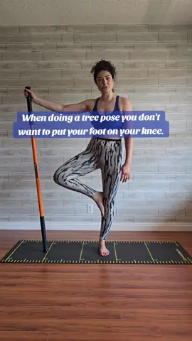 Using a stick to assist in balance postures adds extra stability! #stickmobility #treepose #balancedtraining #stickyoga #stickworkout @Stick Mobility 