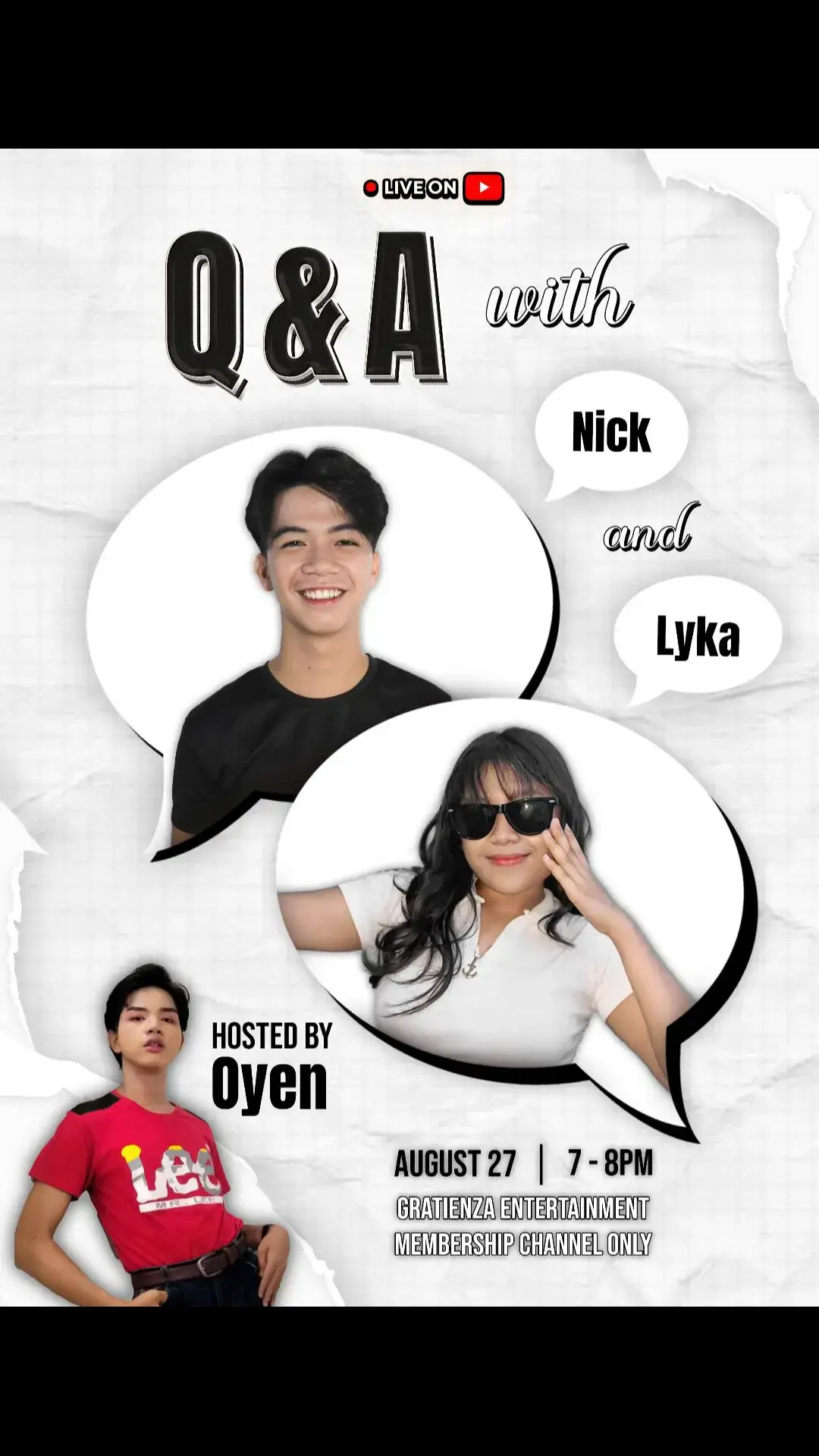 Lyka and Nick are ready to answer YOUR questions!  🥰 Join us for a LIVE Q&A on VIP Livestream, Tuesday, August 27th, 7-8pm.  Let's get chatty GV's!