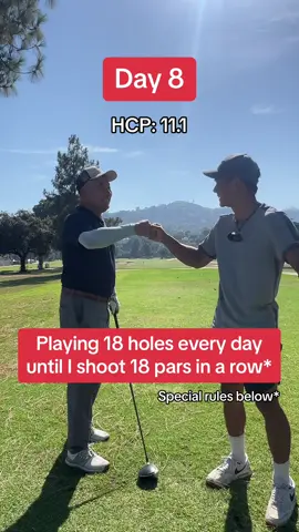 Day 8 of Playing 18 holes every day until i shoot 18 pars in a row (on average) Rules:  1. Every two holes must average a par, but 2. Nothing worse than a bogey on a hole