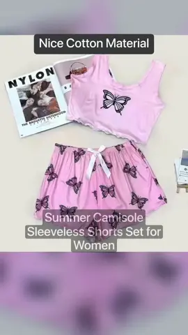 Summer Camisole Sleeveless Shorts Set for Women #shopnow  #buynow  #sexysleevelessterno  #veryaffordable  #womenclothing 