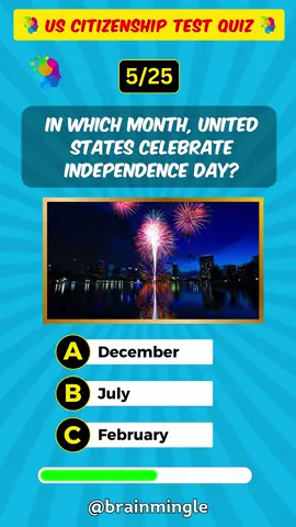 US Citizenship Test 🇺🇸 Part - 10  #quiz #usa #uscitizenshiptest #foryou #foryoupage #trivia #citizenship #fyp #quiztime #tiktok #citizenshiptest #Brainmingle