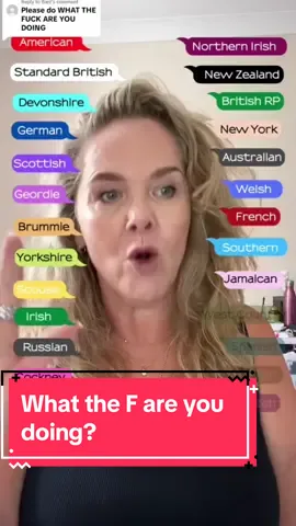 Sorry, I’m dropping the F bomb here what the #f are you doing?? #accentqueen #sarahvalentine #accents #accentcoach #dialectcoach #loveaccents #accentchallenge #©2024SarahValentine 