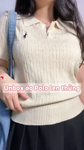 Áo polo len thêu ngựa xinh lém mấy bà ui, dễ phối đồ nữa #aopolonu #aonu #aolenthung #aopolo