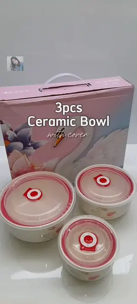 3pcs Ceramic Bowl with airtight cover.. #ceramicbowl #ceramicbowlwithcover #3pcsbowlset #kitchenware #giftideas 