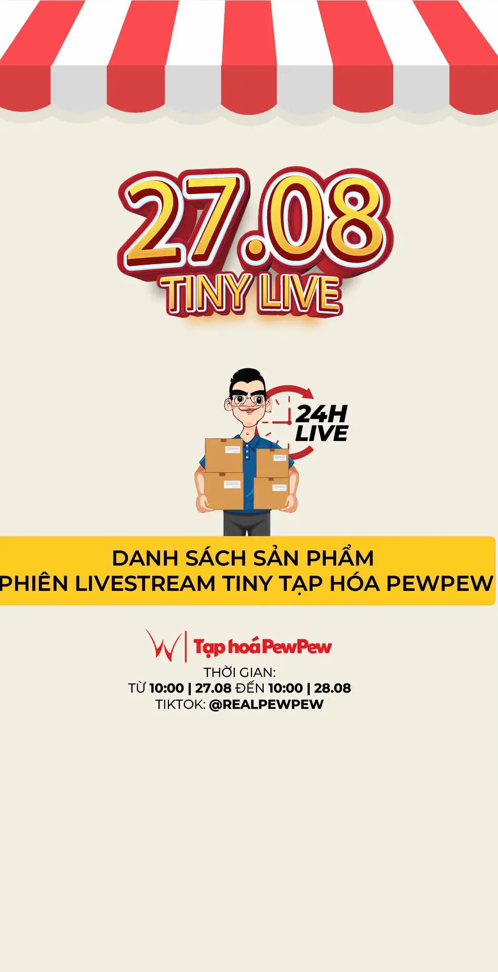 Danh sách các sản phẩm có mặt tại Phiên Livestream Tiny Tạp Hoá PewPew 27.08 và 28.08  #pewpew #taphoapewpew #1yearsaniversary 