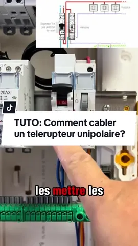 ✅ TUTO: Comment cabler un telerupteur unipolaire? ▶️ Retour des fondamentaux sur les cabalges en électricité  ▶️ Alors abonne toi si tu ne veux rien manquer. Bisous😘 #electricite #electricien #electricienne #artisan #electrique #tuto #tutos #cablage 