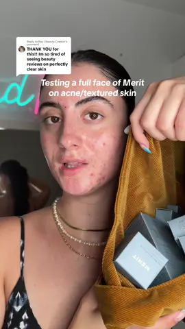 Replying to @Bay | Beauty Creator find out how this lasted in the full day wear test on my YT channel 🥰❤️  Makeup from @meritbeauty  #acnepositivity #beautytips #makeupreview #real skin texture #makeuptutorial #acnecoverage #stickfoundation #naturalmakeup #nonmakeupmakeup 