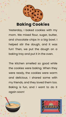 Baking Cookies. #learningenglish  #english #ingles #englishtext  #reading #aprenderingles