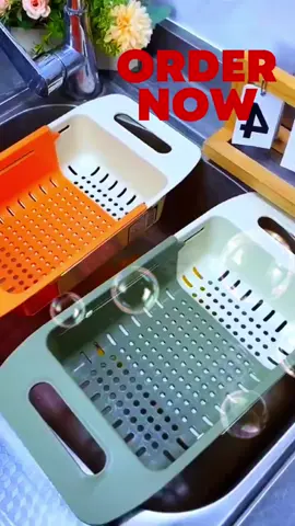 Adjustable kitchen drain rack used for washing dishes fruits and vegetable plastic sink. #drainer #Home #kitchen #KitchenHacks #kitchenessentials 