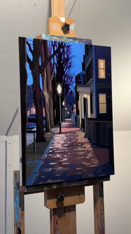 Painting “Chestnut Street” - 16 x 20. Nothing like a walk in the neighborhood to get inspired. Especially in the winter when things are quiet here in Salem…. #acrylicpainting #artistsoftiktok #salem #boston #artist #painting 