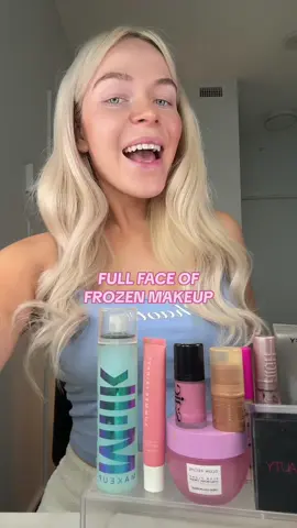 full face of frozen makeup?? 🧊🩵✨ #makeupchallenge #MakeupRoutine #makeuphaul 