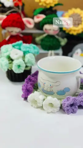 A simple flower basket coaster！（2）#crochet #flowers #flowerbasket #coaster #lily #crochettiktok #handmade #crochettutorial 