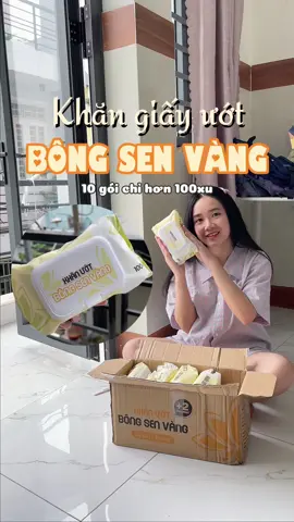 10 gói khăn ướt Bông Sen Vàng tui săn có hơn 100k thui à, rẻ mà dùng okela lắm #ngocminreview #khanuot #khanuotbongsenvang 